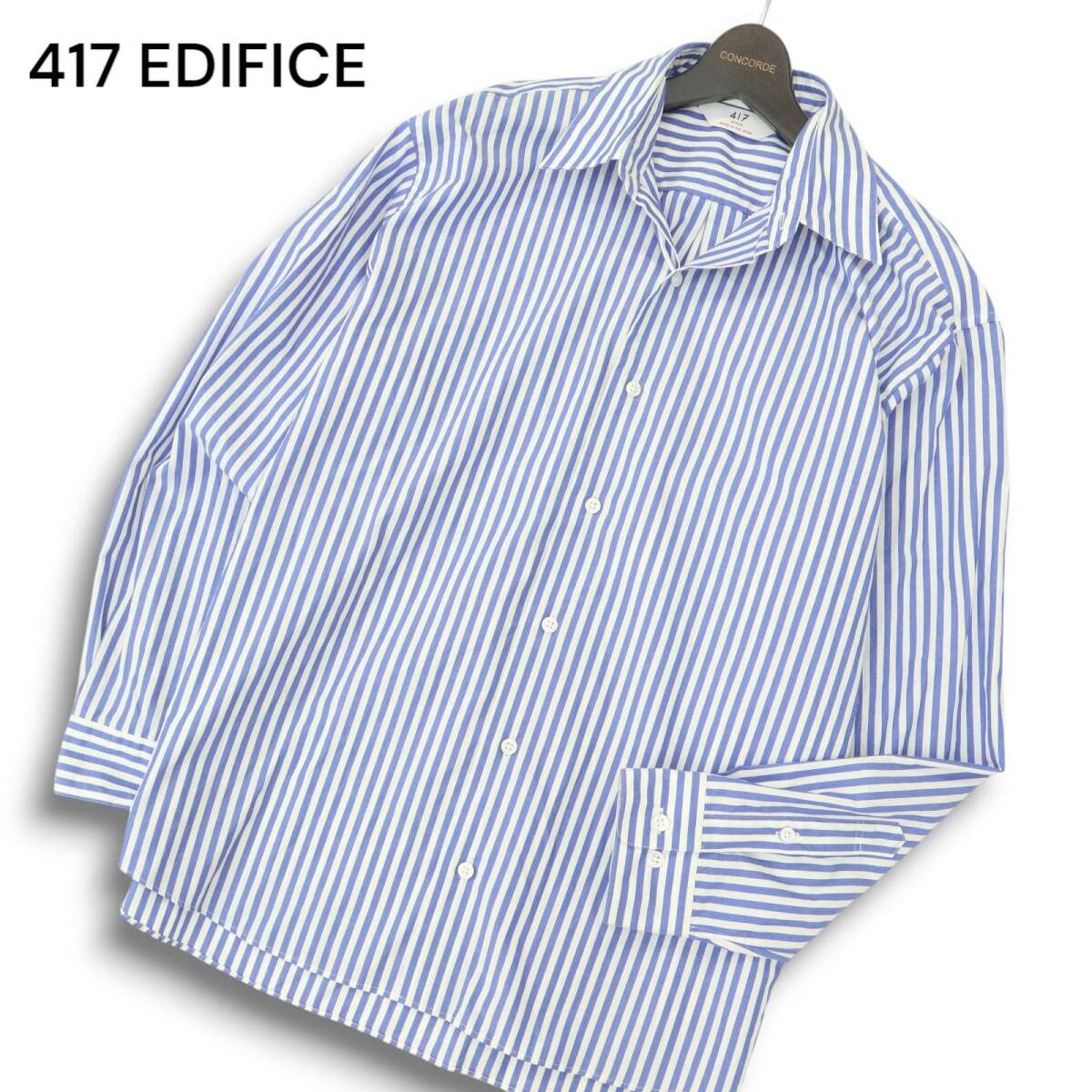 24SS★ 417 EDIFICE エディフィス 通年 【LE JAPON】 Akita 長袖 ストライプ レギュラーシャツ Sz.M メンズ 日本製拍卖