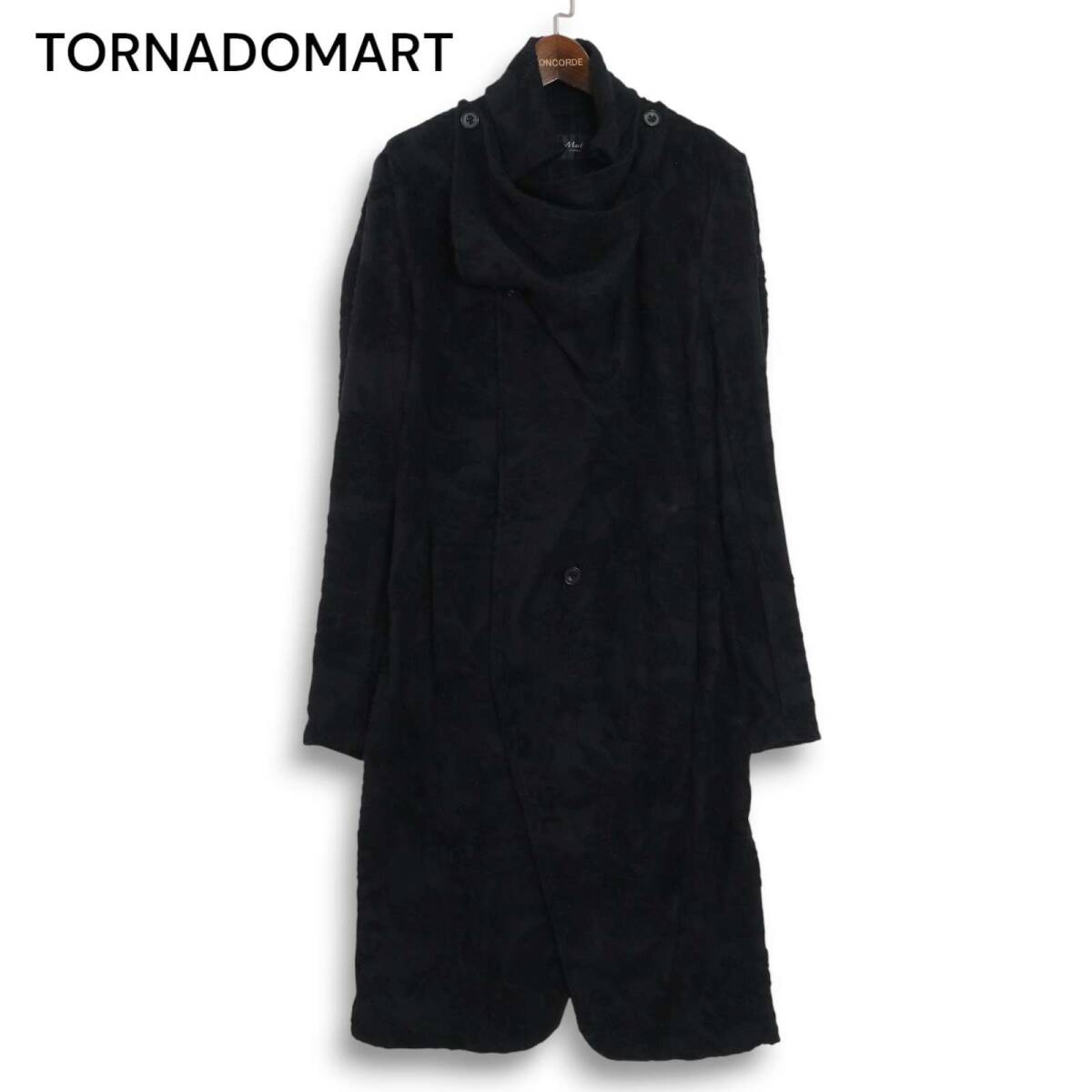 21SS★ TORNADOMART トルネードマート 通年 フラワー パイル★ ドレープ コート Sz.M メンズ 黒拍卖