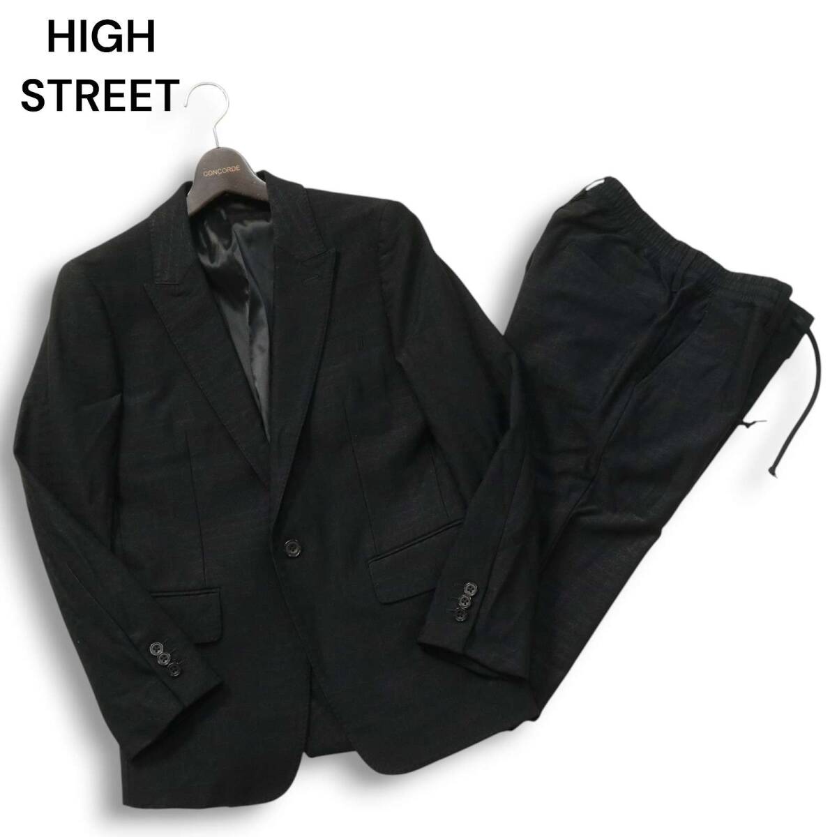 22SS★ HIGH STREET ハイストリート 通年 4WAY バーク柄★ イージー セットアップ スーツ Sz.S/M メンズ 黒 定価5.5万拍卖