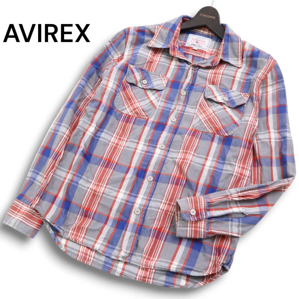 AVIREX アヴィレックス 通年★ 長袖 ワーク チェック シャツ Sz.M メンズ拍卖