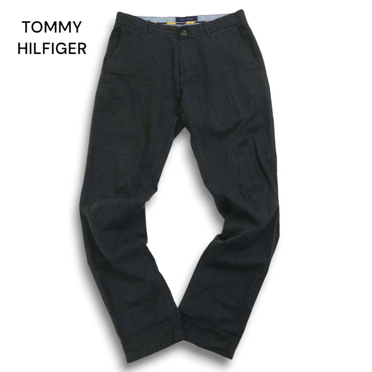 TOMMY HILFIGER トミーヒルフィガー 通年 ロゴ刺繍★ チノ パンツ スラックス Sz.30 メンズ 灰 グレー拍卖