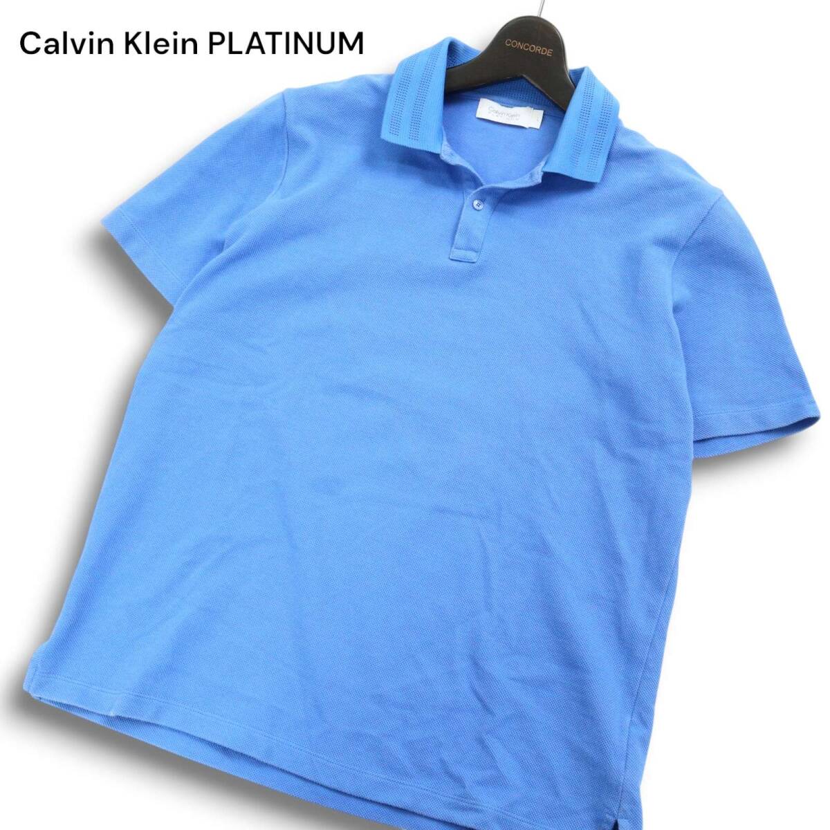 Calvin Klein PLATINUM カルバンクライン プラチナム 春夏 ★ 襟切替 半袖 ポロシャツ Sz.L メンズ拍卖