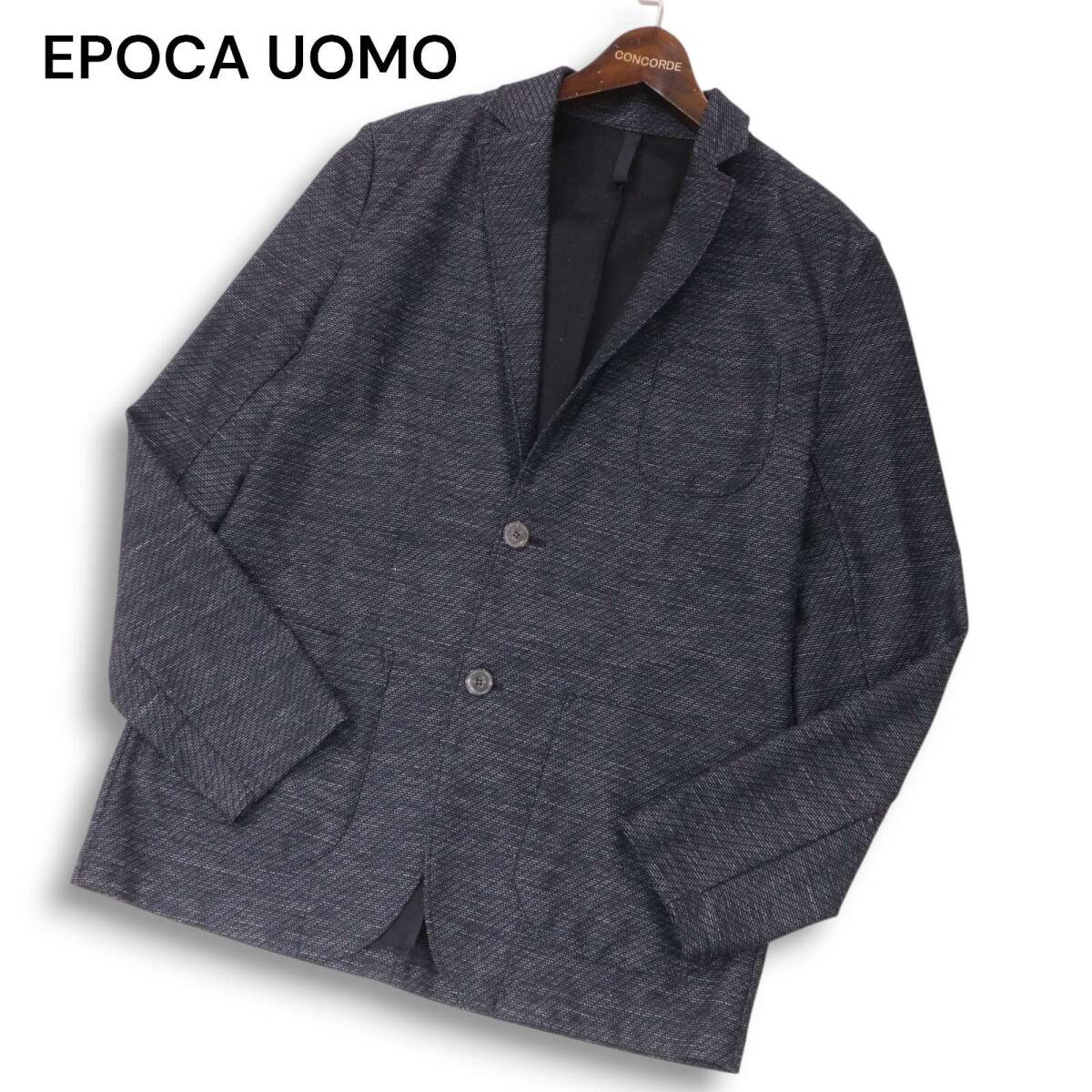 EPOCA UOMO エポカ ウォモ 春夏★ メッシュニット アンコン テーラード ジャケット ブレザー Sz.48 メンズ 紺拍卖