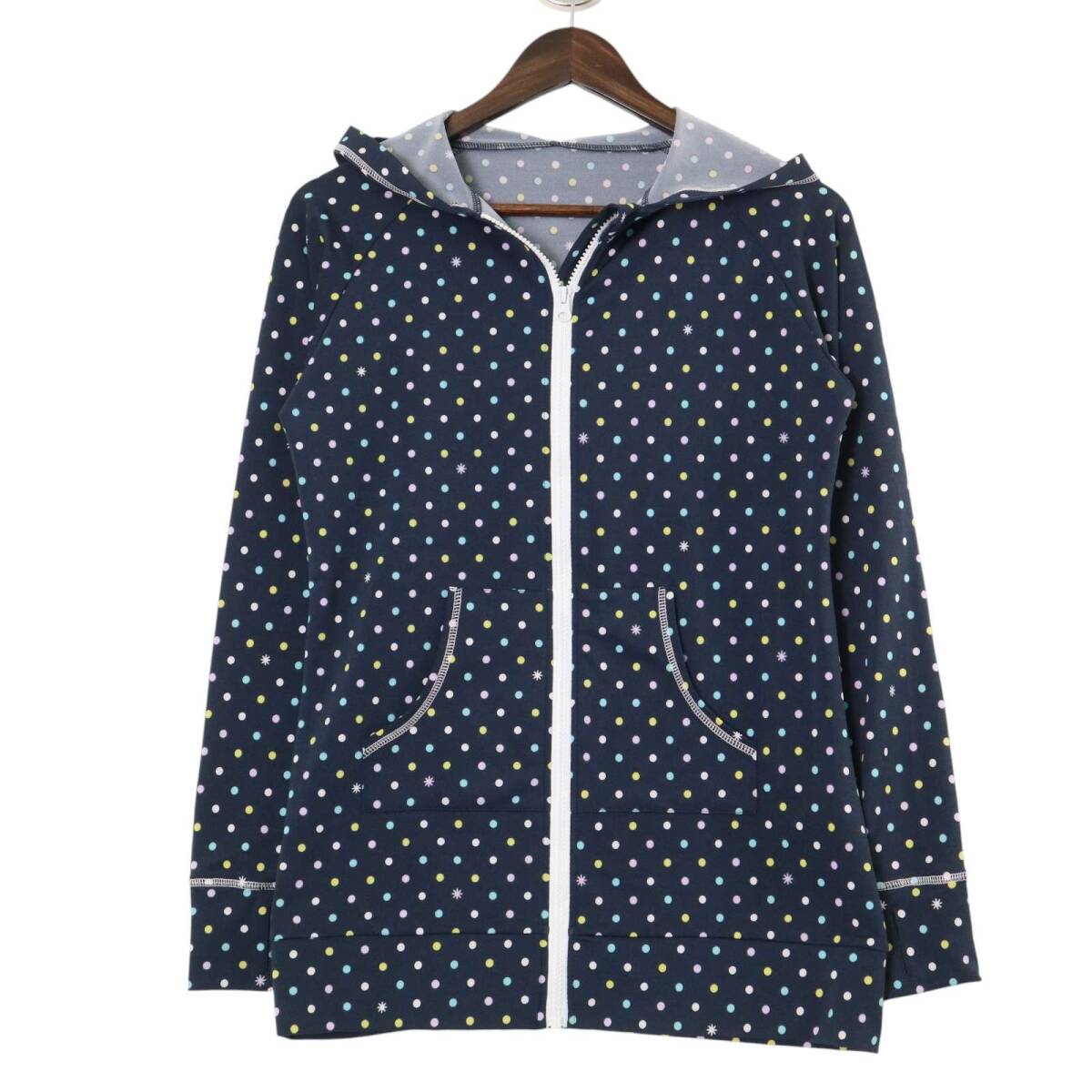 Aller Bien SPORTS アレビアン スポーツ 春夏★ ドット柄 ラッシュガード パーカー フーディー Sz.L レディース拍卖
