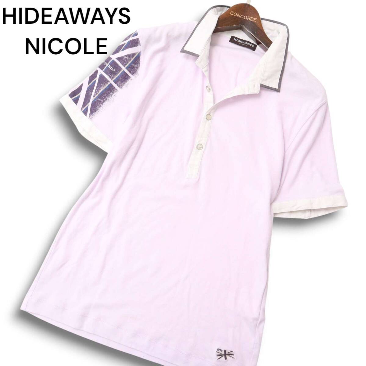 HIDEAWAYS NICOLE ハイダウェイ ニコル 春夏 ユニオンジャック★ 半袖 クレリック ポロシャツ Sz.48 メンズ ピンク拍卖