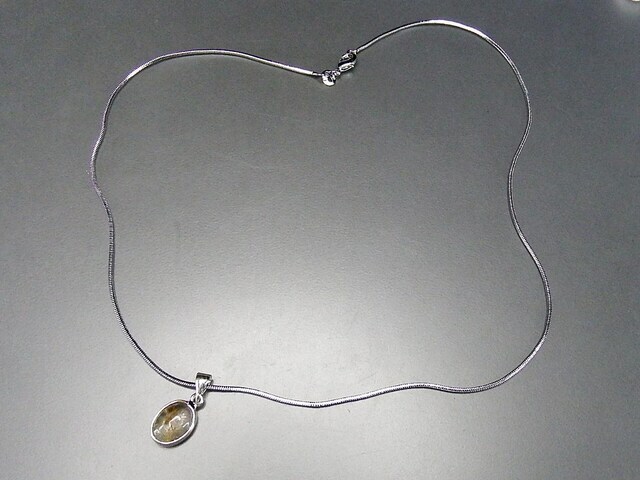 一点物ゴールドルチルクォーツ小型ペンダントトップネックレスUK1-6-08aプライム拍卖