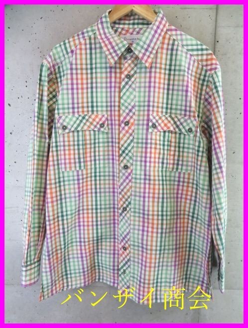 【送料300円可】0370s9◆良品◆Santa Fe サンタフェ 長袖チェックシャツ 50/ポロシャツ/ジャケット/ニットセーター/スウェットトレーナー拍卖