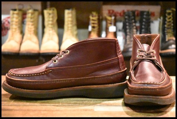【8E 良品】RUSSELL MOCCASIN ラッセルモカシン スポーティングクレーチャッカ バーガンディ ダブルモカシン 短靴 ブーツ HOPESMORE拍卖