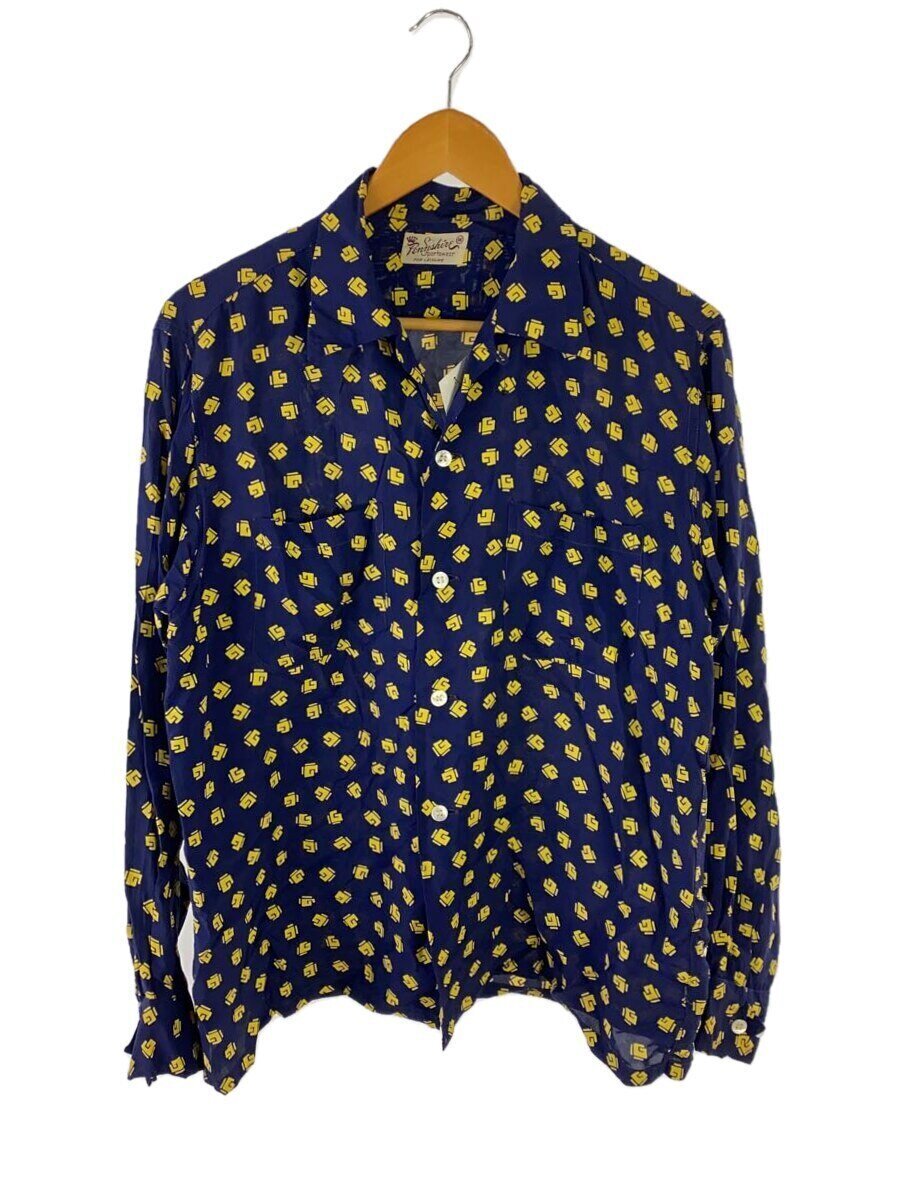 50s/vintage/オープンカラーアトミック/長袖シャツ/M/-/NVY/総柄//拍卖