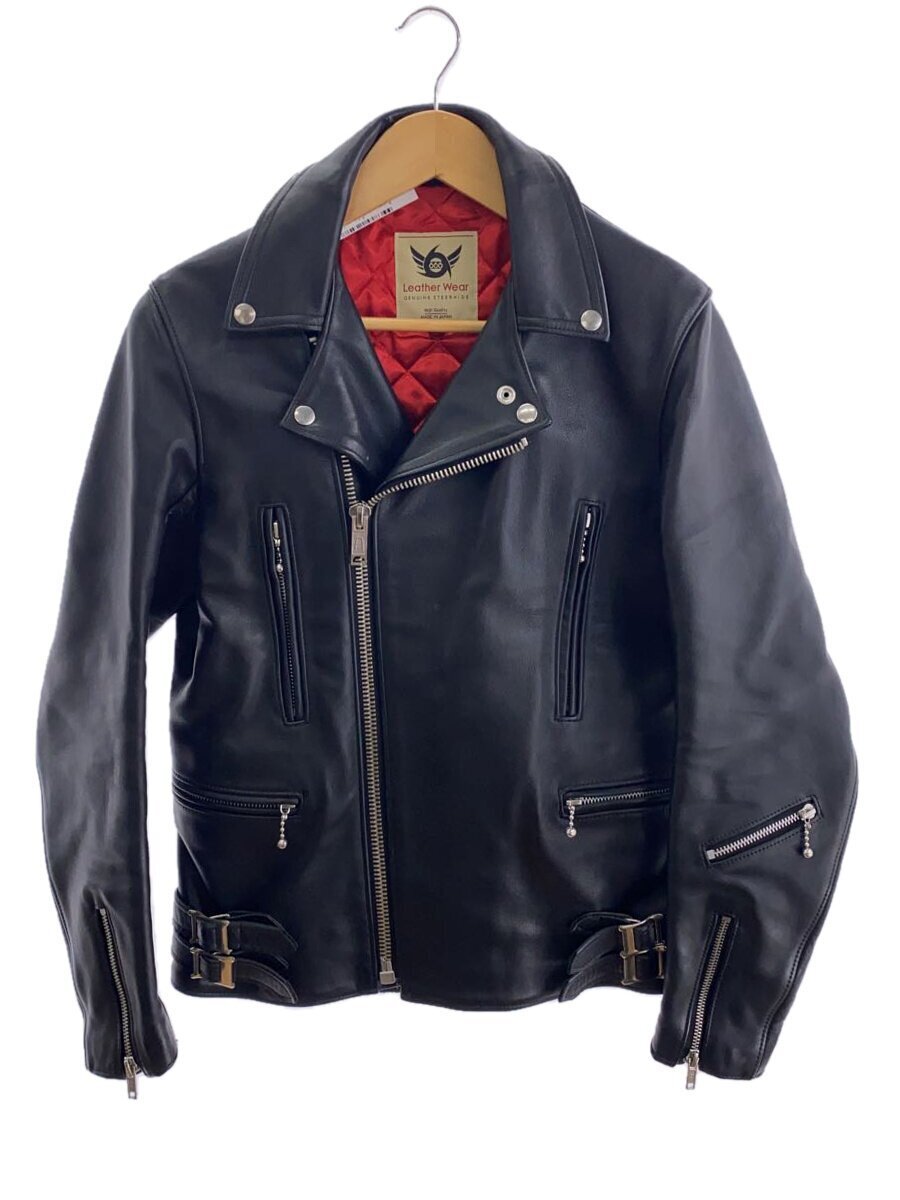 666 Leather Wear◆ダブルライダースジャケット/34/レザー/BLK/無地拍卖