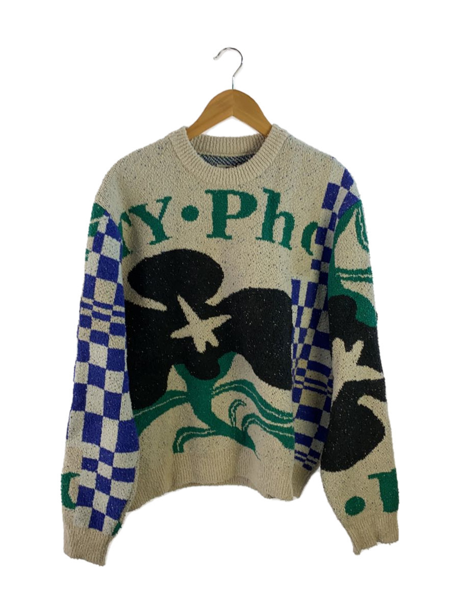 KHOKI◆24AW/Intarsia-knit jumper/ニット・セーター(厚手)/1/コットン/ベージュ拍卖
