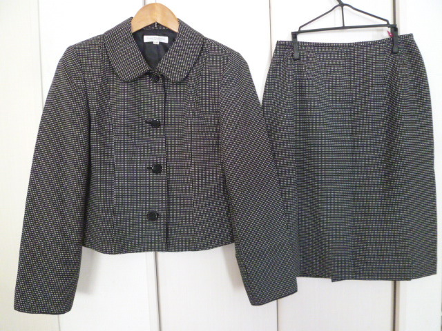 Come What May◇黒ドット柄丸襟ウール混スーツ上下セットアップ11ARL/フォーマル入園式入学式卒業式卒園式◇ST731拍卖