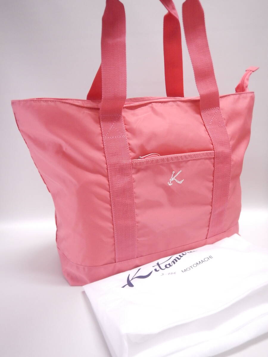 極美品■Kitamura キタムラ トートバッグ ピンク系 ロゴ刺繍デザイン ナイロン■拍卖