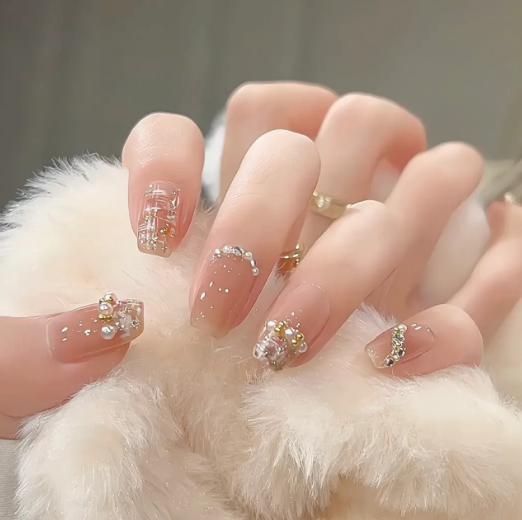 【訳あり】 ネイルチップ ビジュー2 ストーン キラキラ 韓国風 結婚式拍卖