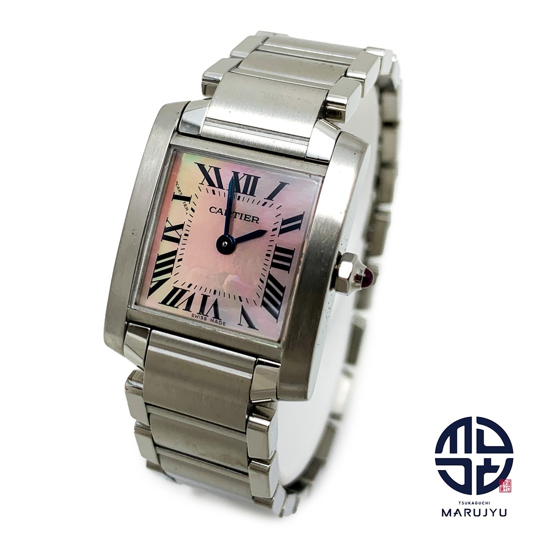 Cartier カルティエ SS ステンレススチール タンクフランセーズSM ウォッチ 腕時計 時計 レディース 文字盤シェル クオーツ 電池式拍卖