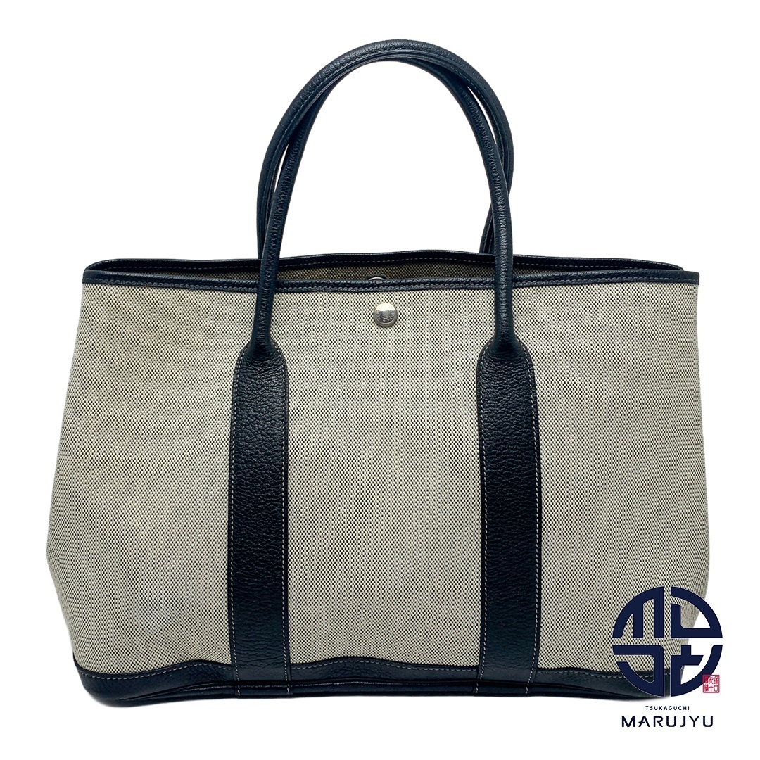 HERMES エルメス ガーデンパーティPM トワル ブラック 黒 トートバッグ バック カバン 鞄 ブランド H刻印拍卖