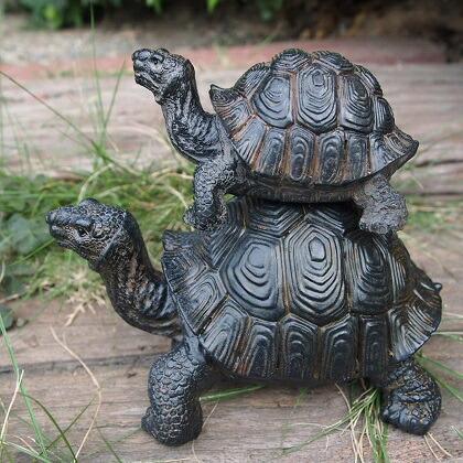 かめの置物 亀の親子2品セット 7575・74HT かめ カメ タートル 動物 置物 玄関 オブジェ ガーデン オーナメント拍卖