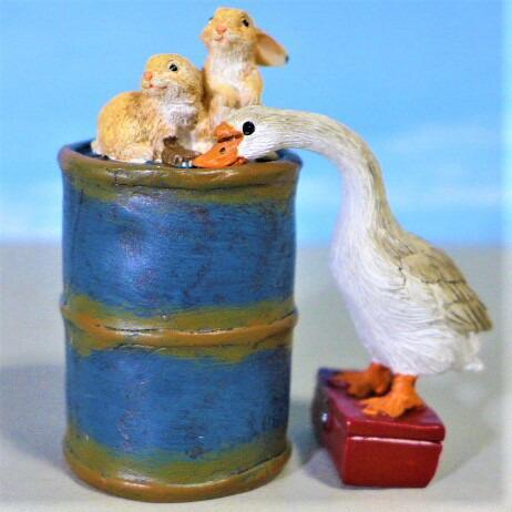 アヒルの置物 うさぎの置物 アヒルとウサギの2品セット 20C G4292・93 動物 置物 オブジェ ガーデン オーナメント拍卖