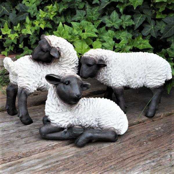 羊の置物 黒ひつじ3品セット 3763-0123 ひつじ ヒツジ 羊 オーナメント オブジェ ガーデン ガーデニング インテリア拍卖