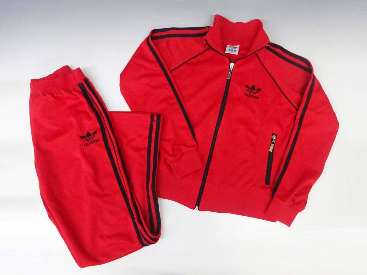 ◆(NS) adidas アディダス 上下 ジャージ セット トラックジャケット パンツ スポーツウェア Sサイズ 赤 レッド キッズサイズ 子ども用拍卖