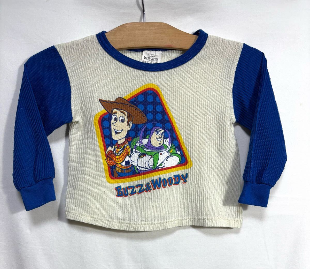 ■ 子供用 90s 80s ビンテージ Disney ディズニー トイストーリー バズ ウッディー サーマル 長袖 Tシャツ 古着 KIDS キャラクター ■拍卖