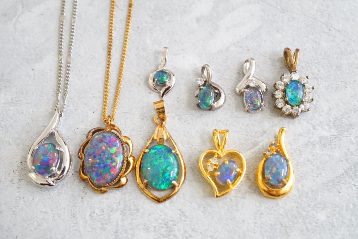 B942 トリプレットオパール ネックレス ペンダント ヴィンテージアクセサリー opal 大量 まとめて おまとめ まとめ売り SILVER含む拍卖