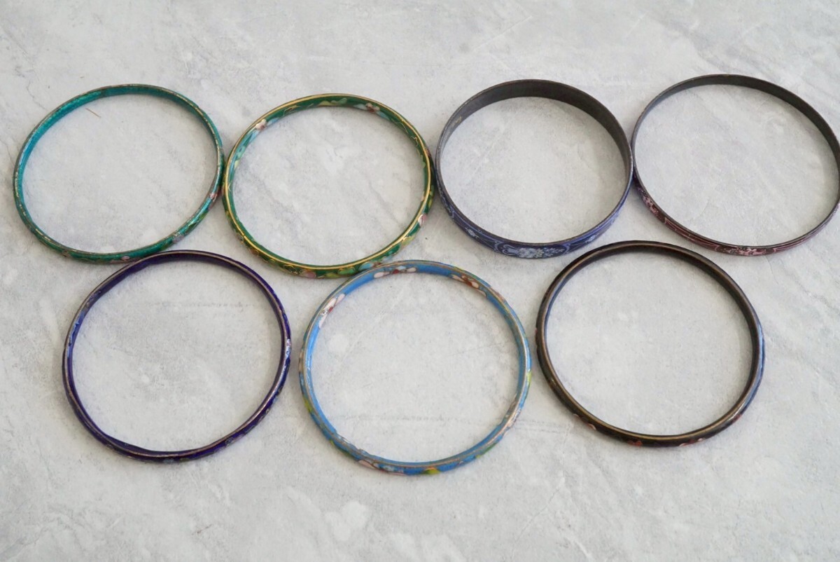B1146 七宝焼 陶器 焼き物 バングル 腕輪 ブレスレット ヴィンテージ アクセサリー アンティーク 大量 まとめて おまとめ まとめ売り拍卖