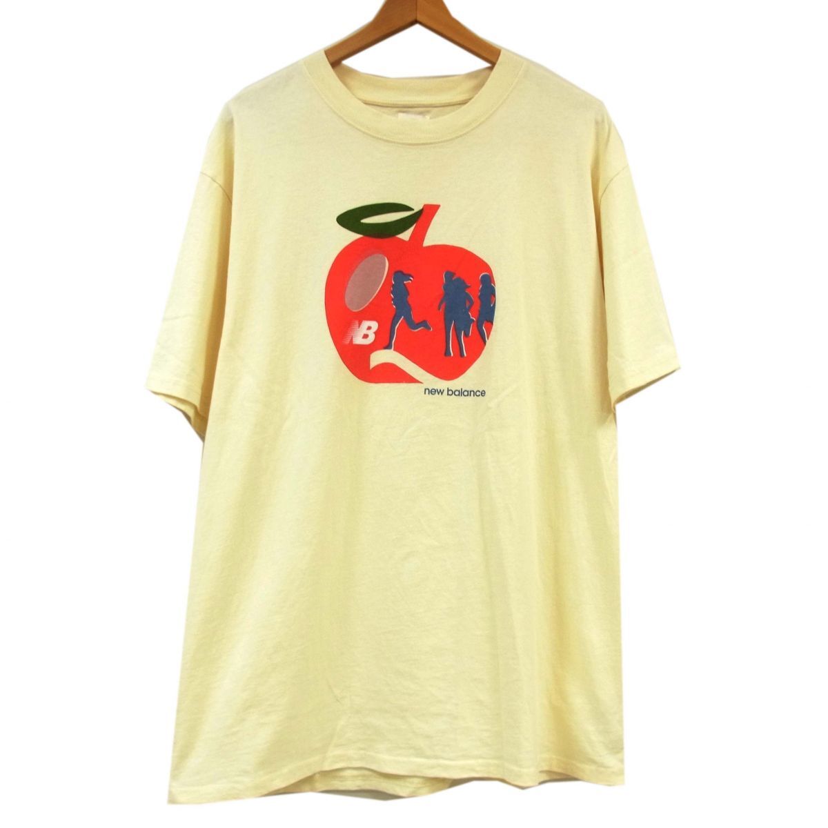 美品 定価12,100円◆New Balance ニューバランス USA製 アップルプリント 半袖 Tシャツ カットソー run club tee 大きいサイズ メンズ 夏物拍卖