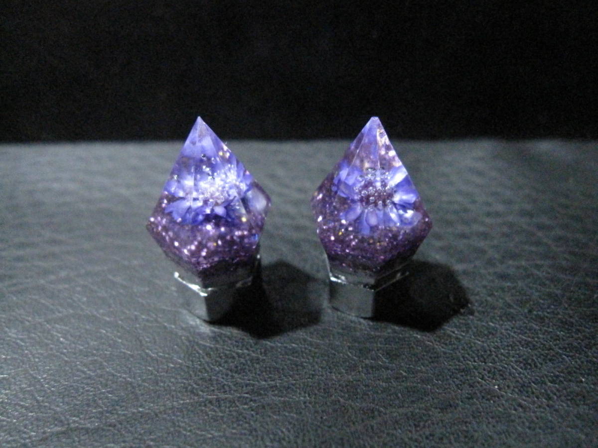 水中花 エアバルブキャップ 2個セット 六角錐 紫/紫花 小 27拍卖