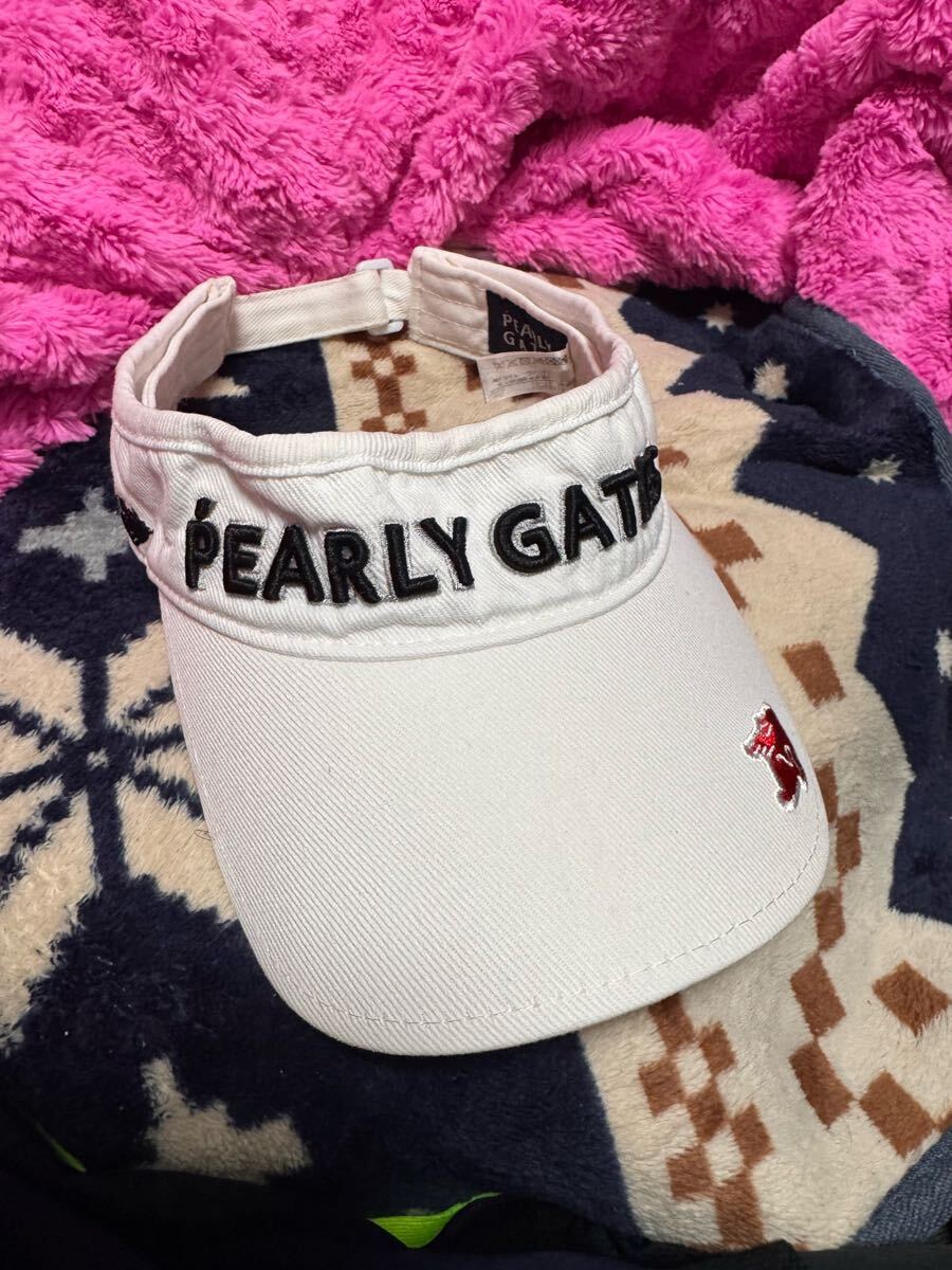 送料格安スピード発送!美品★パーリーゲイツ白サンバイザーゴルフキャップ★Fサイズゴルフハイキングキャンプ登山トレランマラソン拍卖