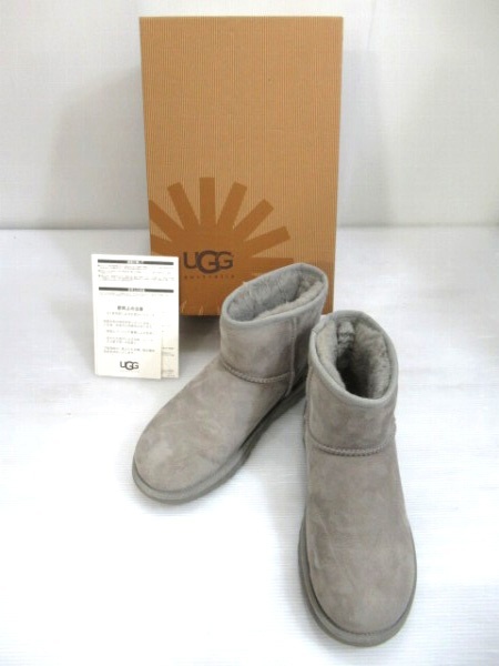 アグ UGG クラシックミニラスティック ウィーブ ムートンブーツ 1009265 グレー系 サイズ23cm ベトナム製 中古■拍卖