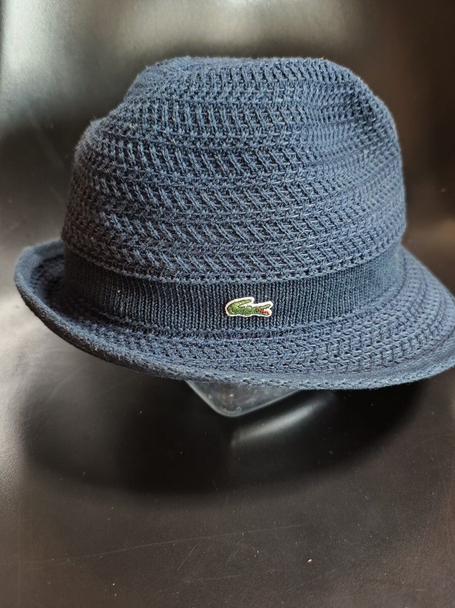 ★日本製★ビンテージ ラコステ LACOSTE 中折れハット ハット ネイビー 58 メンズ レディース ユニセックス 拍卖