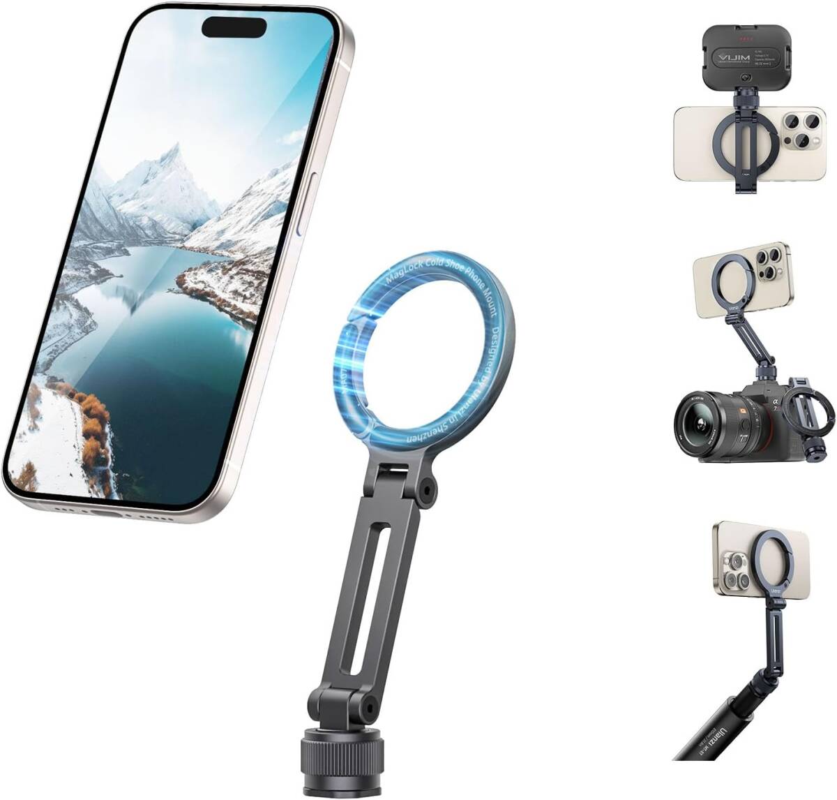 【新品】 Ulanzi magsafe用スマホホルダー コールドシュー付き カメラマウント マグセーフリングライト拍卖