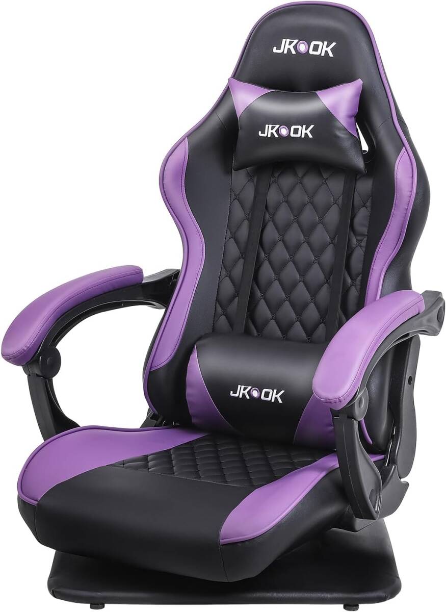 【新品】 JKOOK ゲーミングチェア 座椅子 ゲーミング座椅子 通気性 振動機能 ゲーム用チェア 紫拍卖