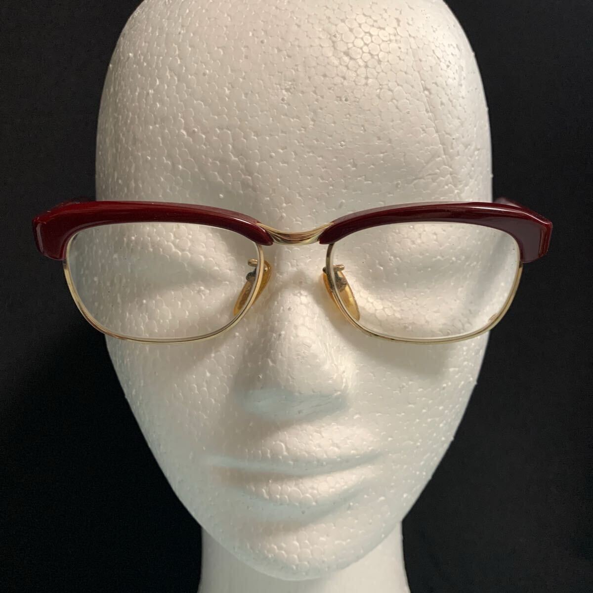 眼鏡 1/20 12KGF 46□16 RD NO.725 金張り メガネ フレーム 度入り メンズ レディース メガネ フレーム レトロ ヴィンテージ (A-2466)拍卖