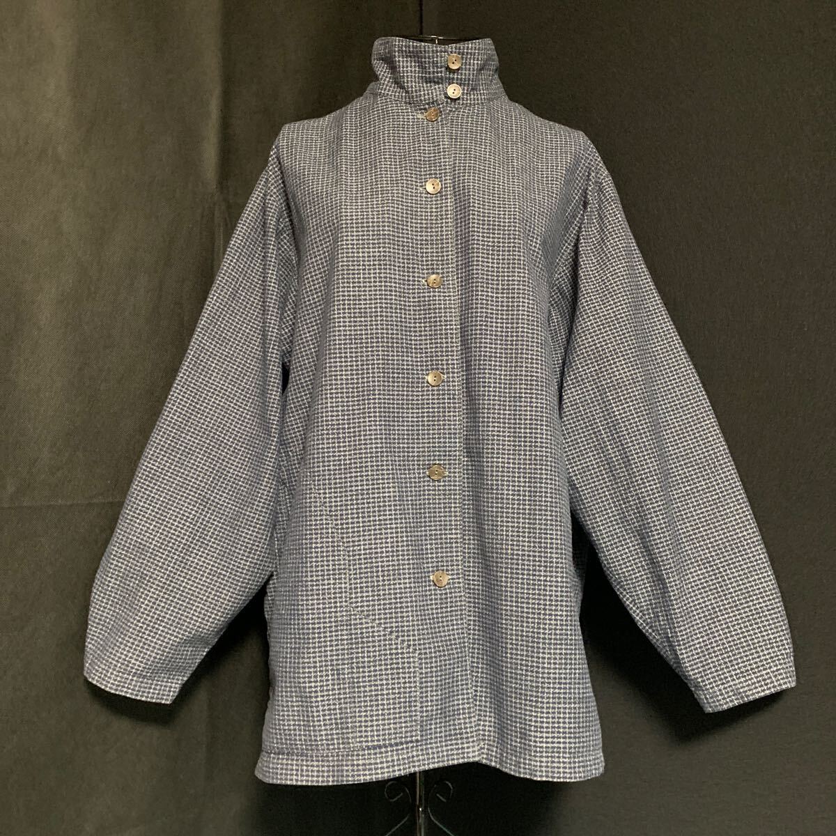 ☆シャツ 伝統の久留米織 布倶楽部 着物 上着 長袖 生地 リメイク 素材 ハンドメイド 古布 型染め 絣 パッチワーク カスリ かすり (A-2535)拍卖