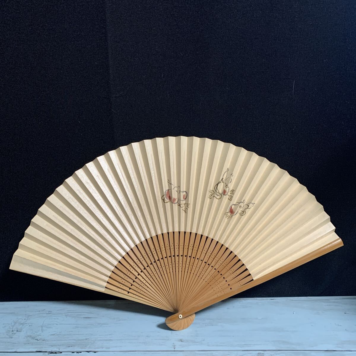 扇子 せんす アンティーク コレクション 和装小物 紙扇子 竹フレーム 昭和レトロ 和風 (A-2697)拍卖