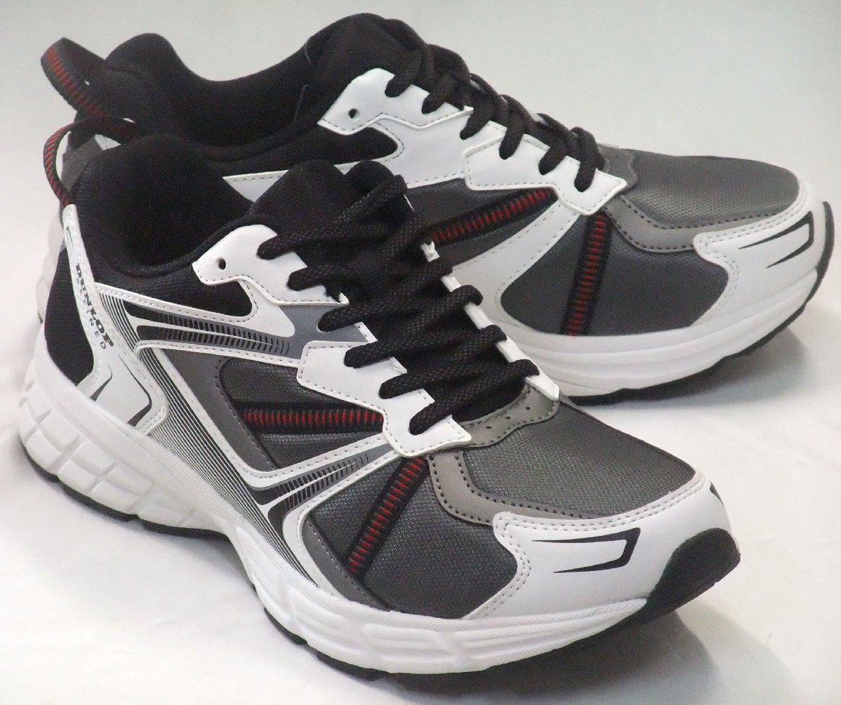 送料無料 ダンロップリファインド DM2011 撥水 ランニングシューズ ホワイト/ブラック 24.5cm 幅広4E 軽量 ウォーキング スニーカー 紳士靴拍卖