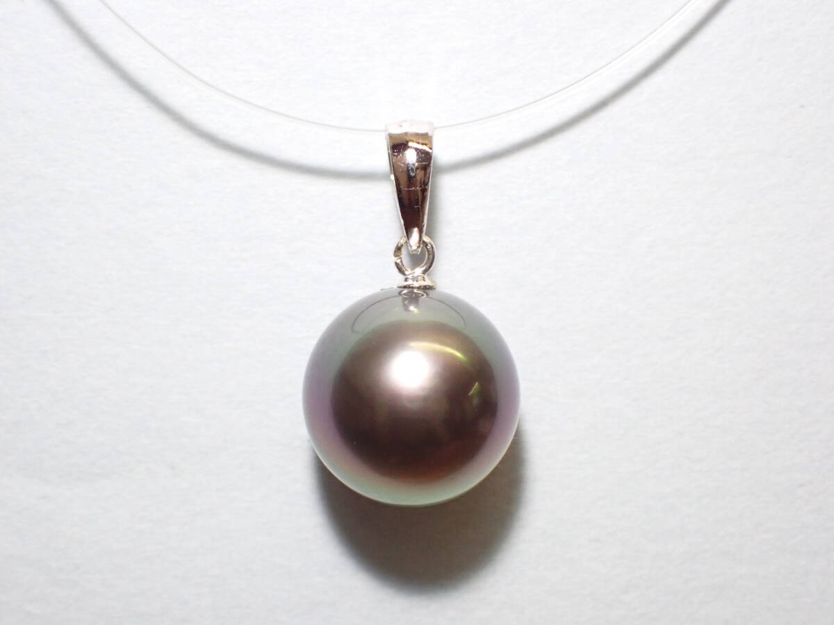 新品 パール ペンダントトップ PT900 11.6mm 黒蝶真珠 ラウンド形 真珠科学研究所鑑別鑑定書付き拍卖