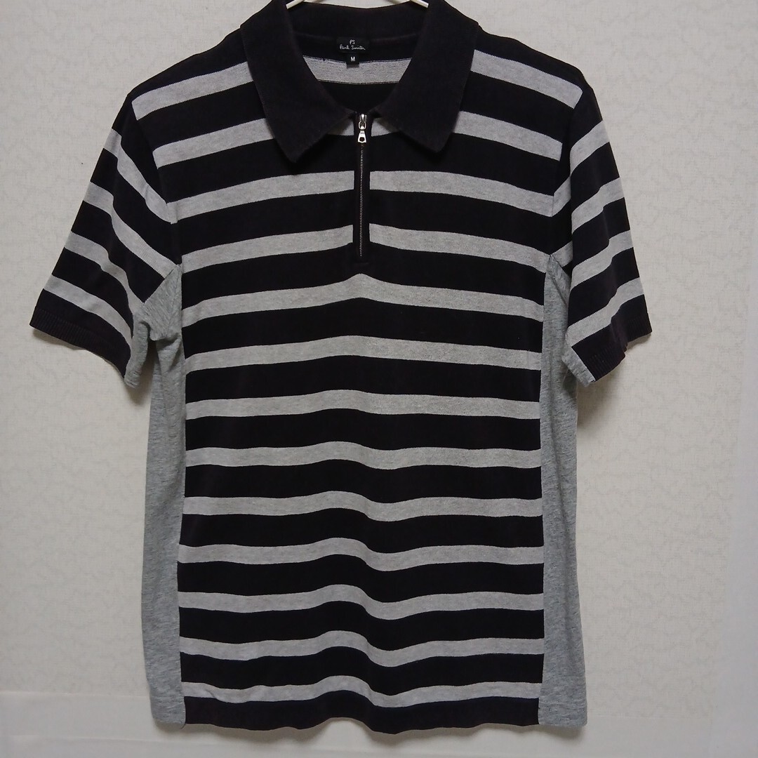 ■PS■ポール・スミス■ボーダー■サイド切り替え■ジップアップ■半袖ポロシャツ■メンズ■サイズM■ハウスクリーニング済み■送料230円■拍卖
