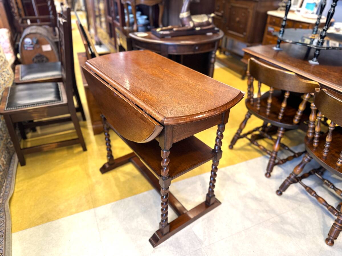 5G16 イギリスヴィンテージ ツイストレッグバタフライテーブル ラウンドテーブル コーヒーテーブル拍卖