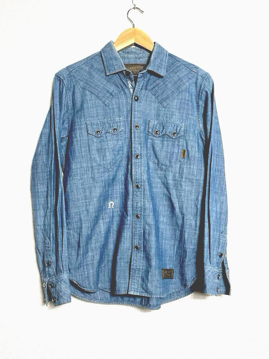 NEIGHBORHOOD SAVEGE シャンブレー 刺繍 ワッペン コンチョ ウエスタンシャツ ネイバーフッド 長袖シャツ サベージ インディゴ/デニム拍卖