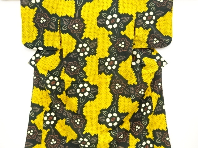 未使用品 有松鳴海本絞り 花模様 着物 (GBC1K-024)拍卖