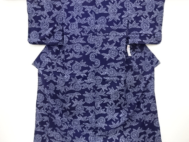 新品 未使用品 有松鳴海本絞り 菊に笹模様 浴衣 (GBC3K-010)拍卖