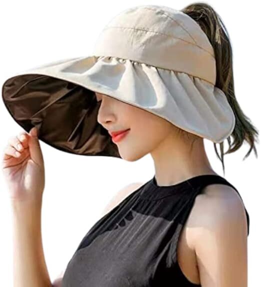 新品¥499~ ベージュ UVカットで安心!自由自在に形を変えるおしゃれサンバイザー 拍卖
