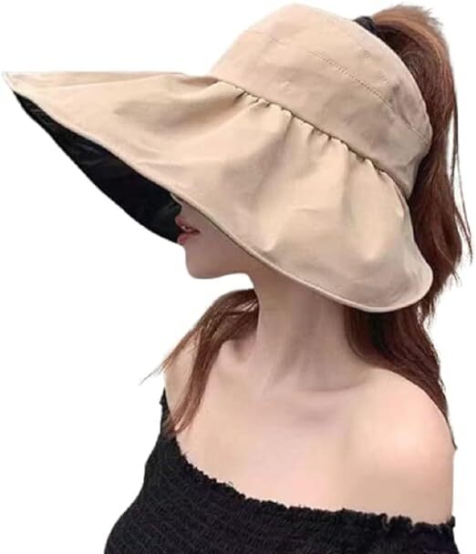 新品¥499~ 薄ブラウン UVカットで安心!自由自在に形を変えるおしゃれサンバイザー 拍卖