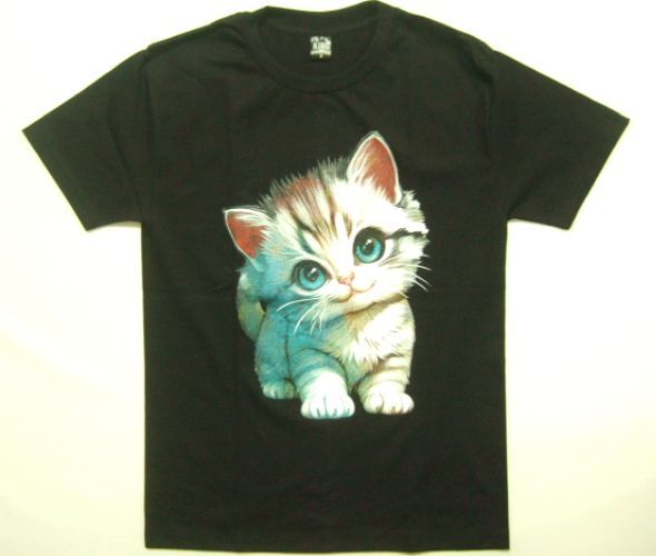 横浜最新 愛くるしい青い目の猫ちゃん♪魅惑のTシャツ M, L 黒 送料無料 ξtsξ ξ ξanξ ξ61拍卖