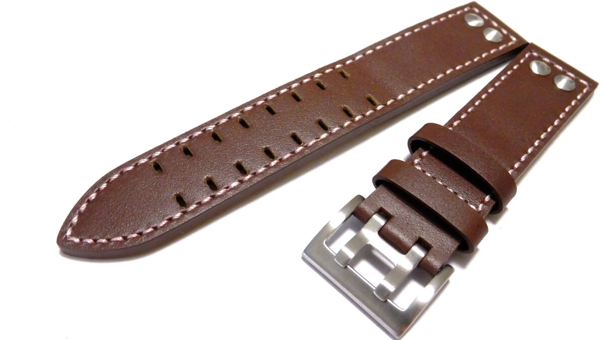 パラレル突く棒尾錠 レザーストラップ 茶系 20mm (ハミルトン交換用) 4HAMIL31拍卖