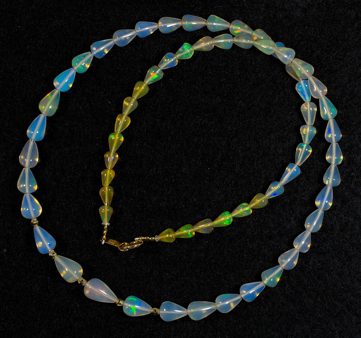 ¥100~ソ付K18遊色美しい艶照り良い! 天然オパール34.6ct全長43.5㌢6.9㌘NC拍卖