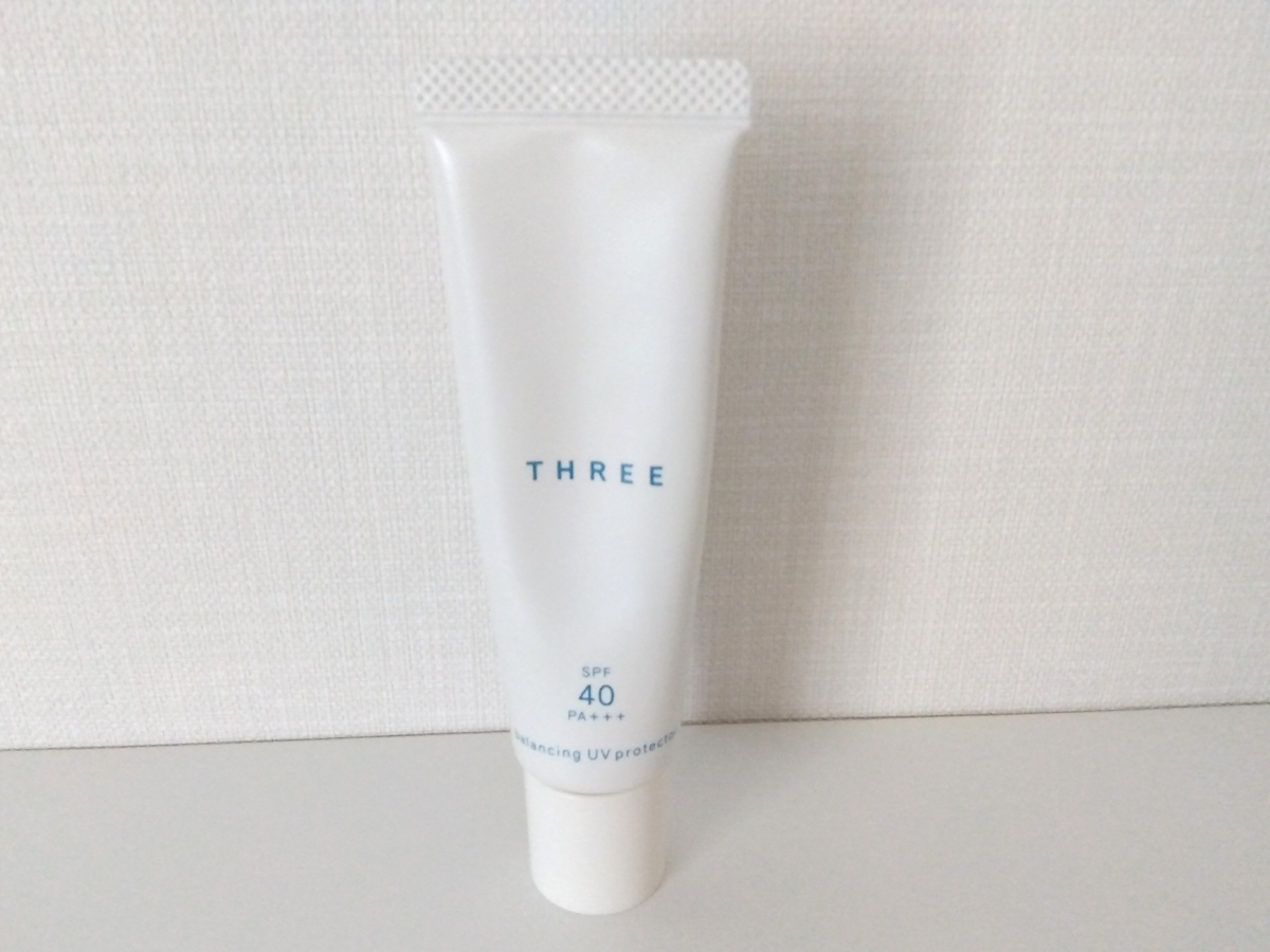 ★数回使用程度★THREE スリー★バランシング UV プロテクター R★日焼け止め(顔用)化粧下地 日やけ止め乳液拍卖